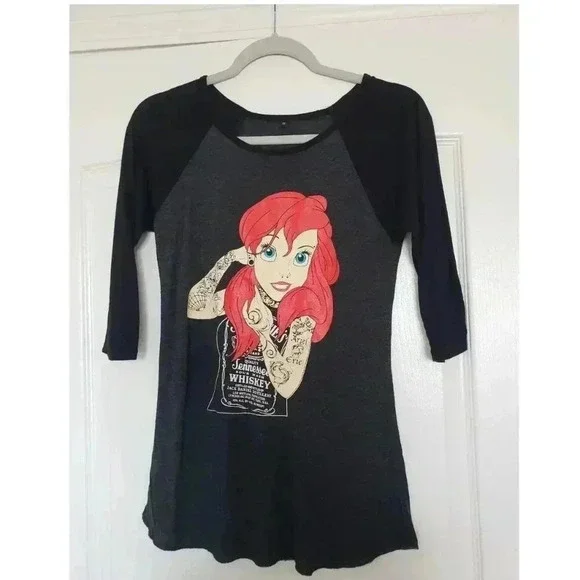 Punk Ariel Disney 3/4 sleeve shirt Whiskey Ariel - Picture 4 of 7